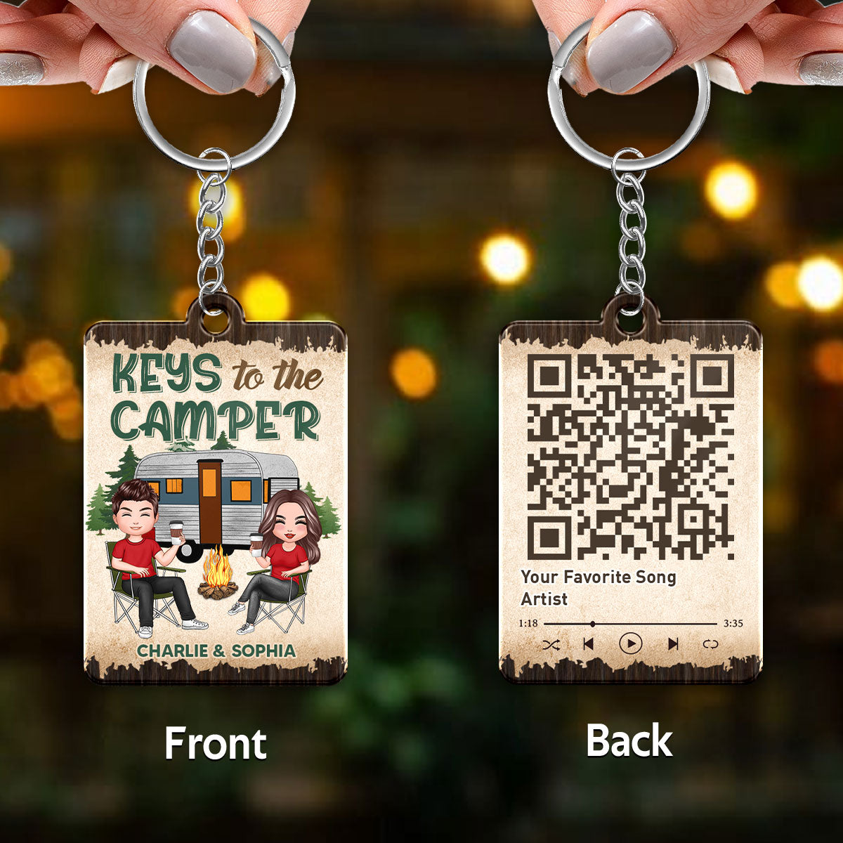 Keys To The Camper Camping Favorite Song QR Code Personalized Acrylic Keychain