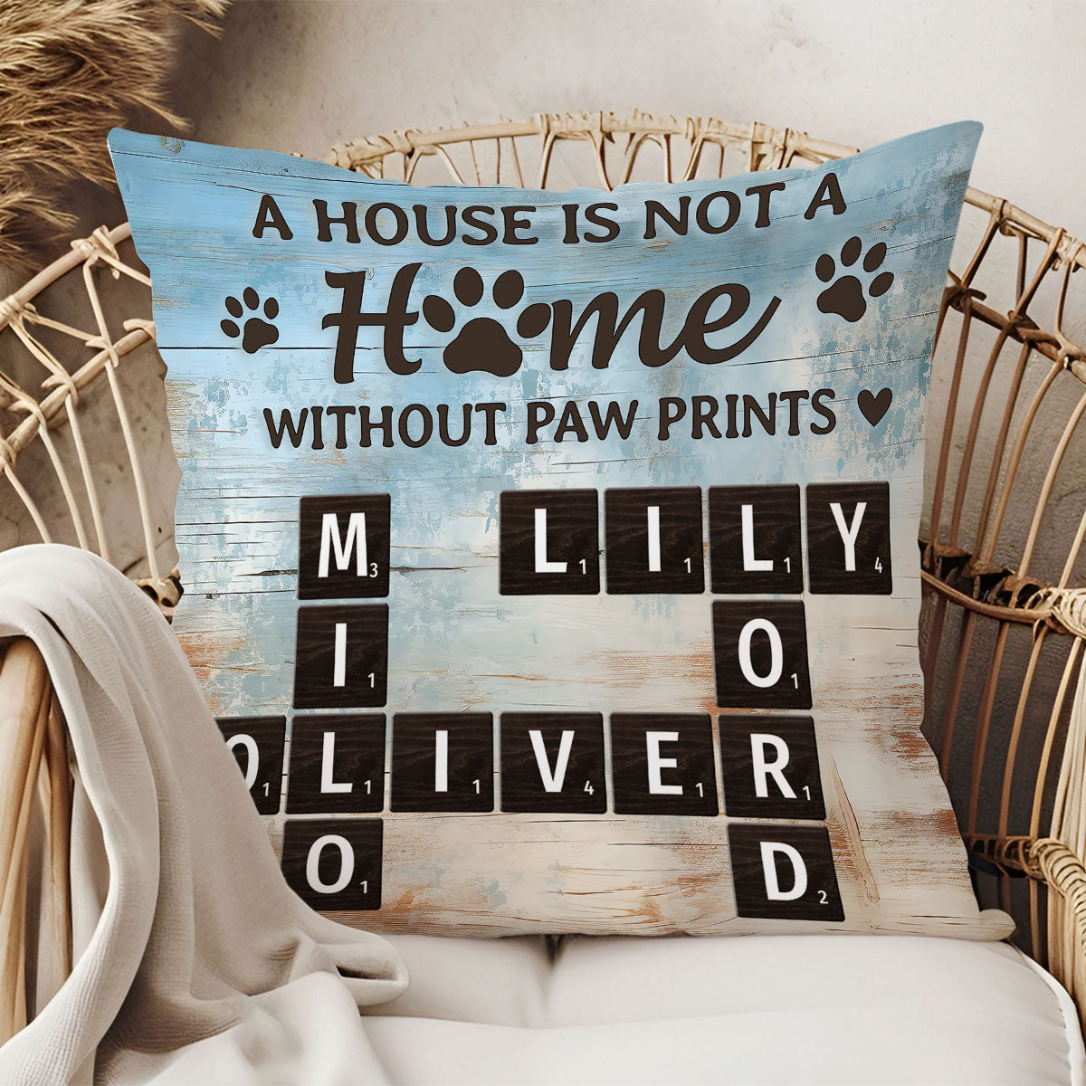 Pet Lover Home Decor Home With Paw Prints Crossword Puzzle Art Personalized Pillow