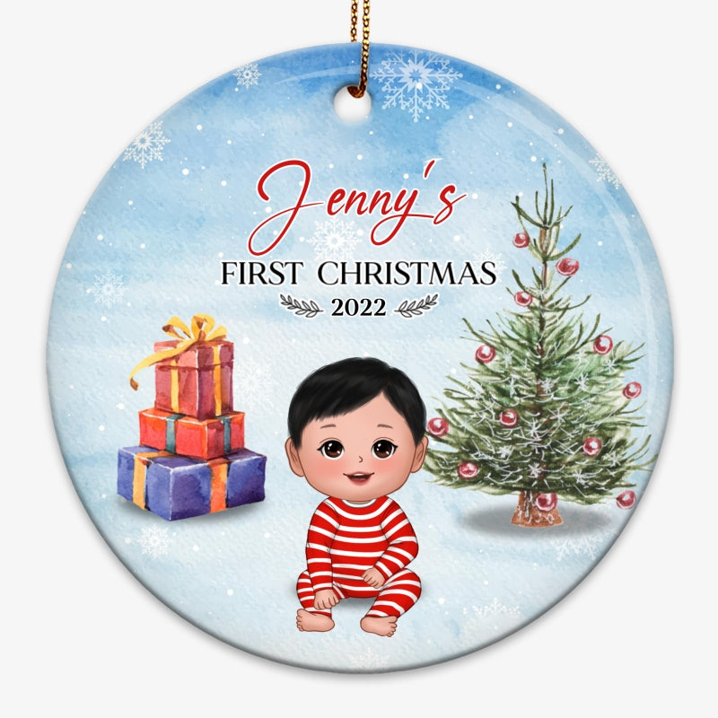 Baby‘s First Christmas Doll Personalized Decorative Circle Ornament
