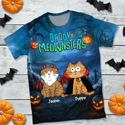 Halloween Night Mommy Daddy Of The Monsters Cats Personalized Shirt, Spooky Halloween Costume For Cat Lovers