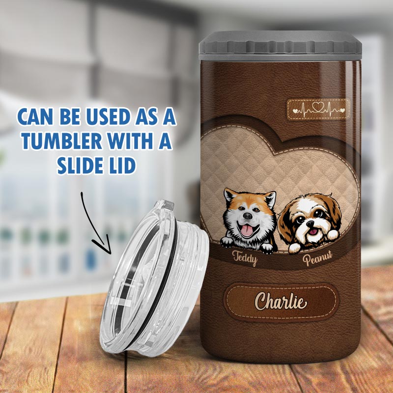 Peeking Dog Tumbler Personalized 4 In 1 Can Cooler - Fits Most 12oz Cans - Christmas Gift For Dog Mom Dog Dad