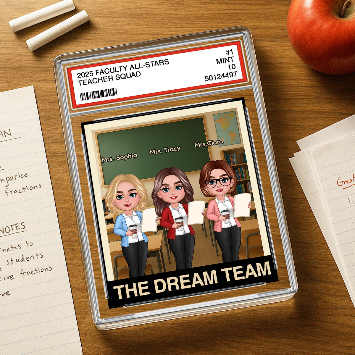 Teacher Dream Team Trading Card Style Personalized Rectangle Acrylic Block Plaque