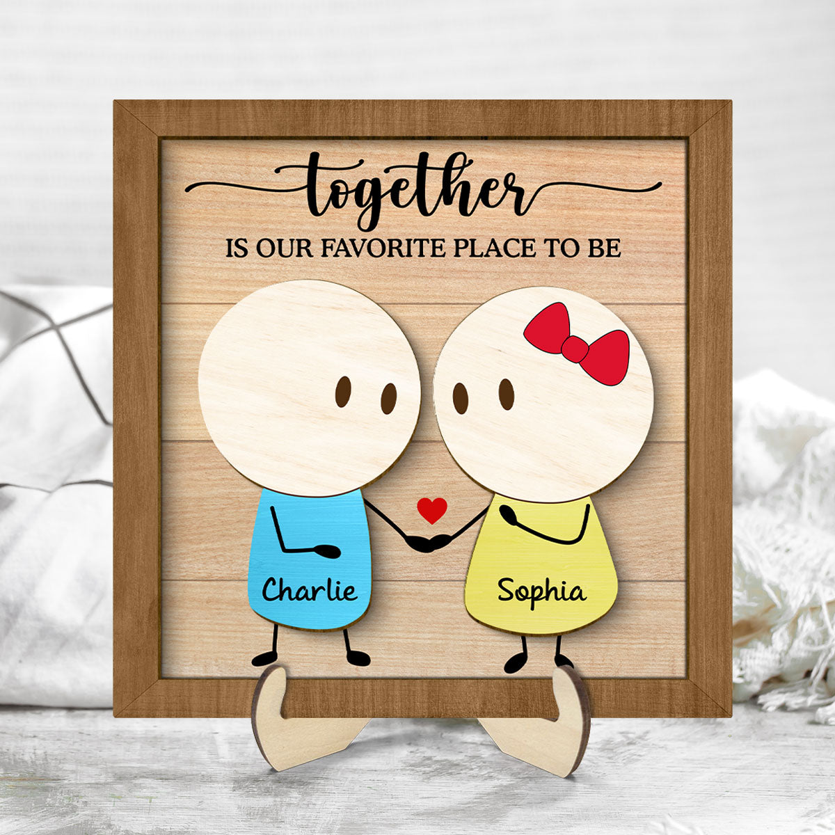 Personalized Anniversary Couple Gift, 2-Layer Wooden Plaque,  Gift For Her, For Him