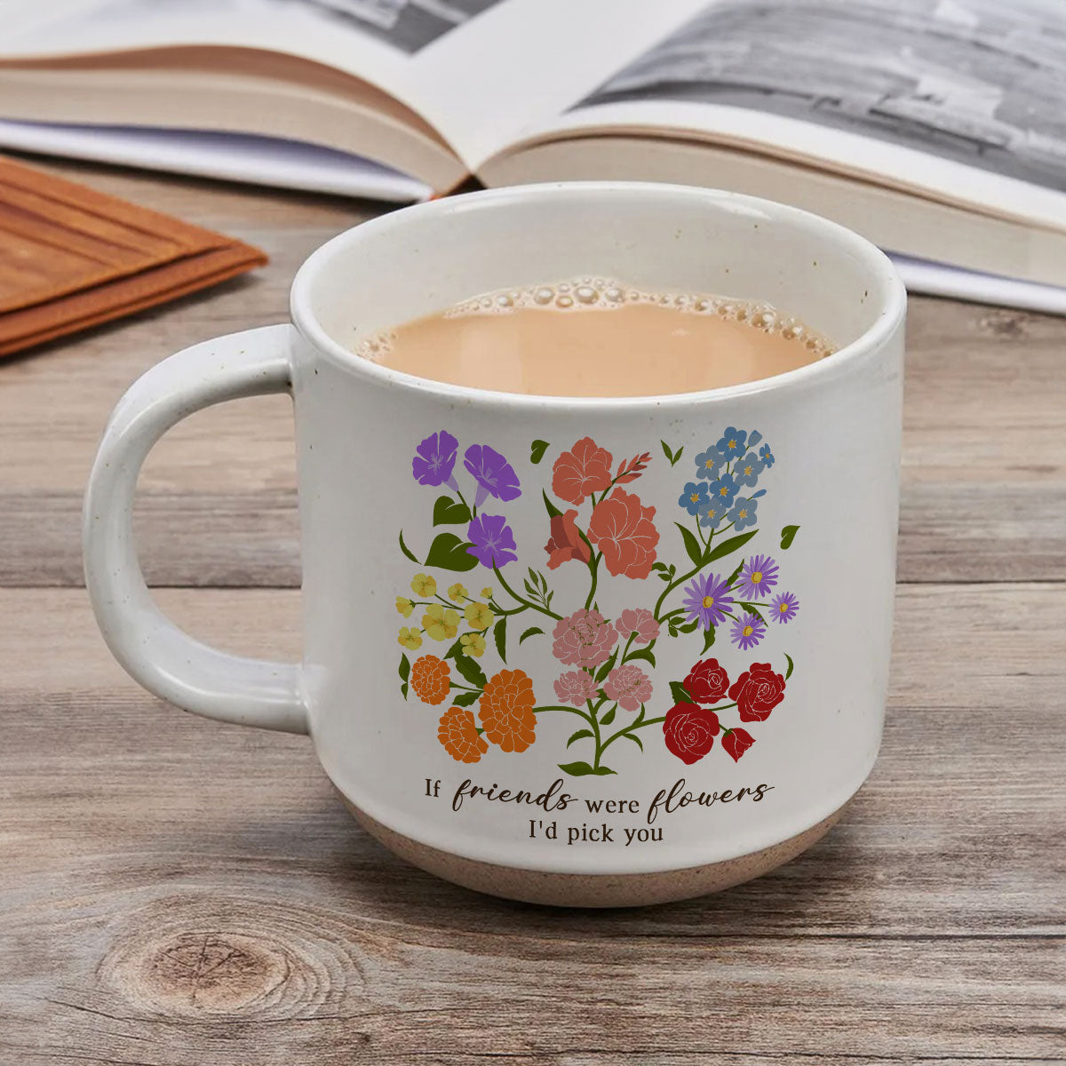 Custom Sisters Besties Birth Flower Bouquet Artwork Minimalist Personalized Pottery Mug