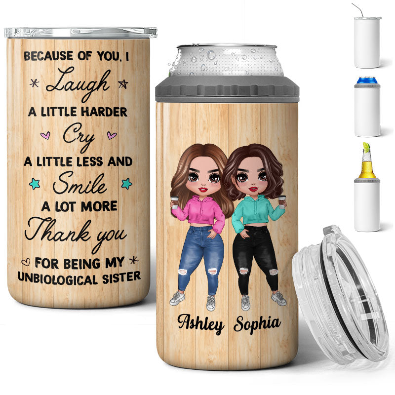 Doll Hoodie Besties Standing To My Bestie Personalized 4 In 1 Can Cooler