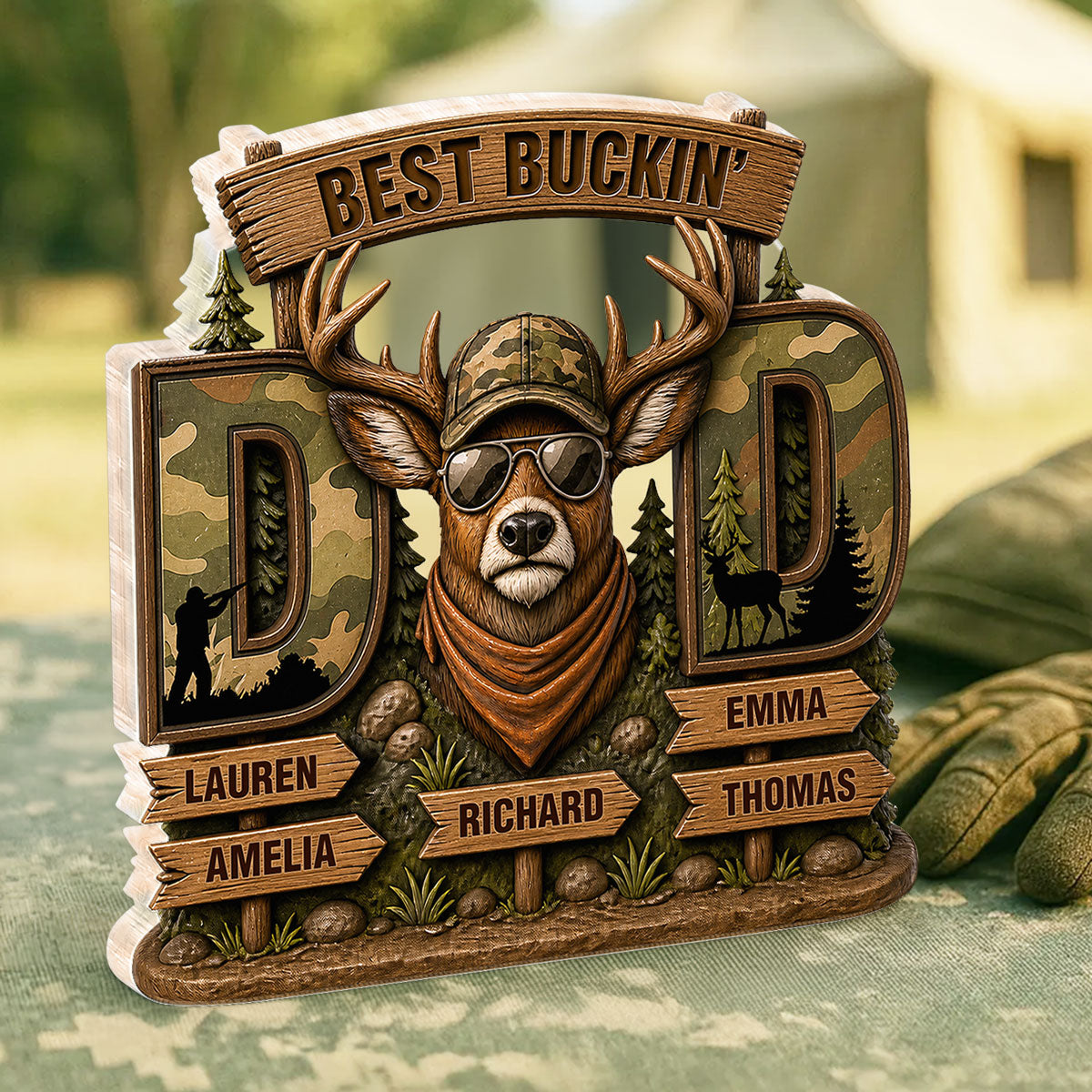 Best Buckin's Dad Hunting - Personalized Acrylic Block Plaque - Father's Day Gift For Dad, Husband