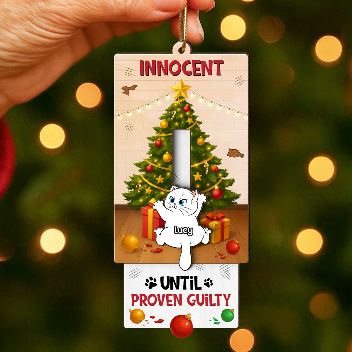 Naughty Cats Christmas Tree - Personalized Slider Ornament