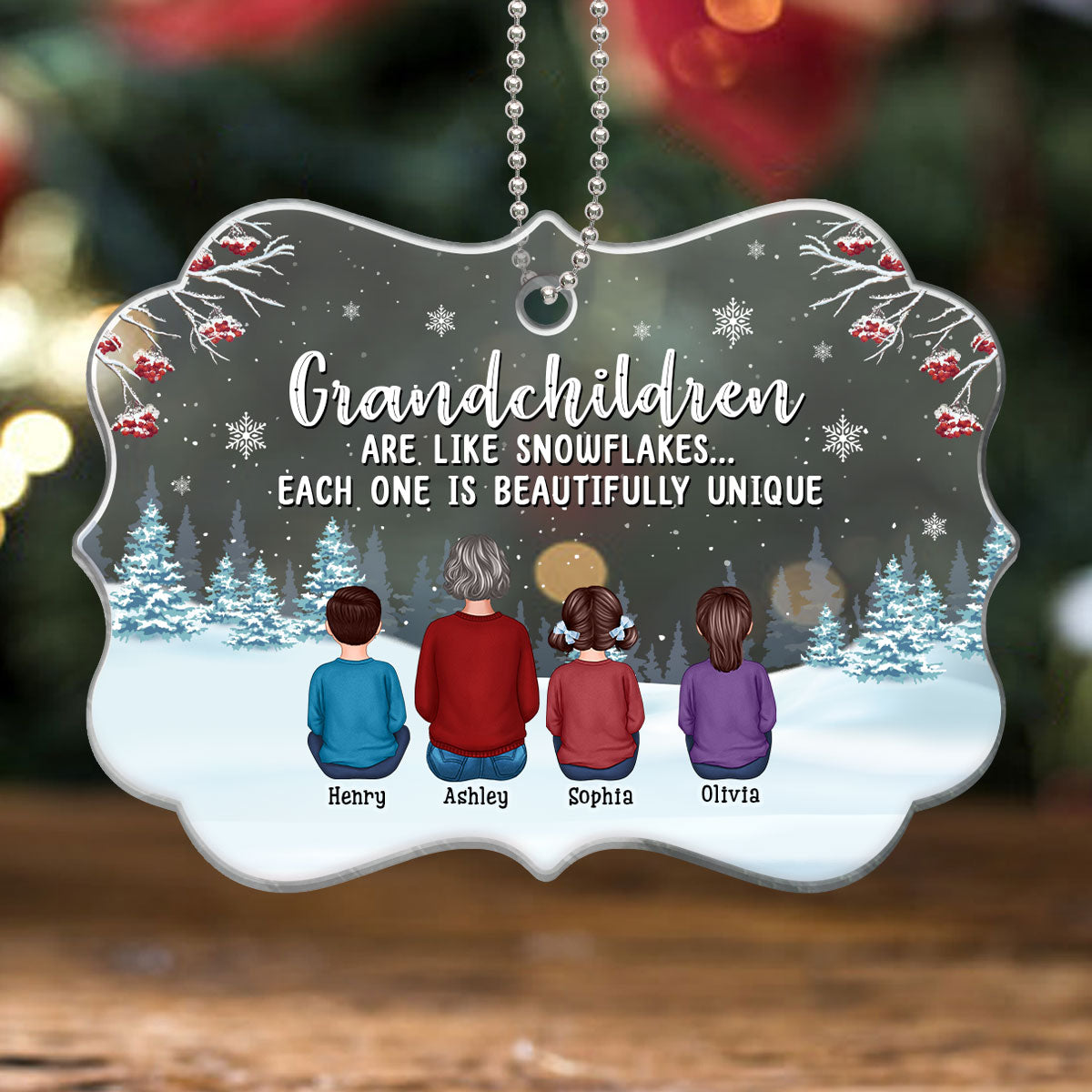 Grandchildren Are Like Snowflake Grandma Personalized Acrylic Ornament