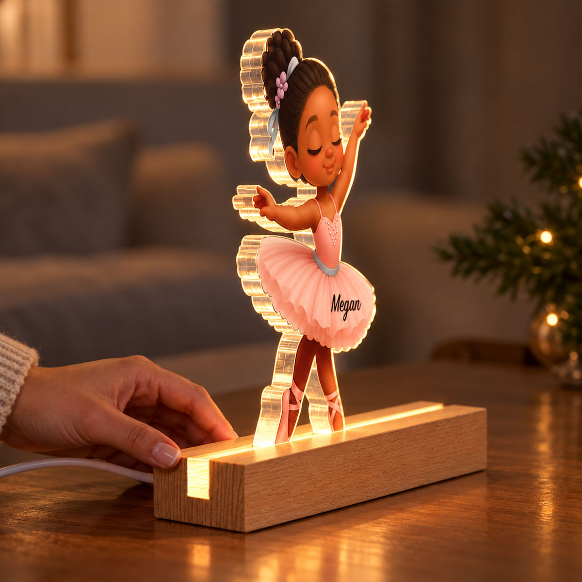 Custom Ballerina Girl - Personalized Acrylic Block LED Night Light - Nursery Room Lamp, Birthday Gift, Christmas Gift for Daughter, Granddaughter