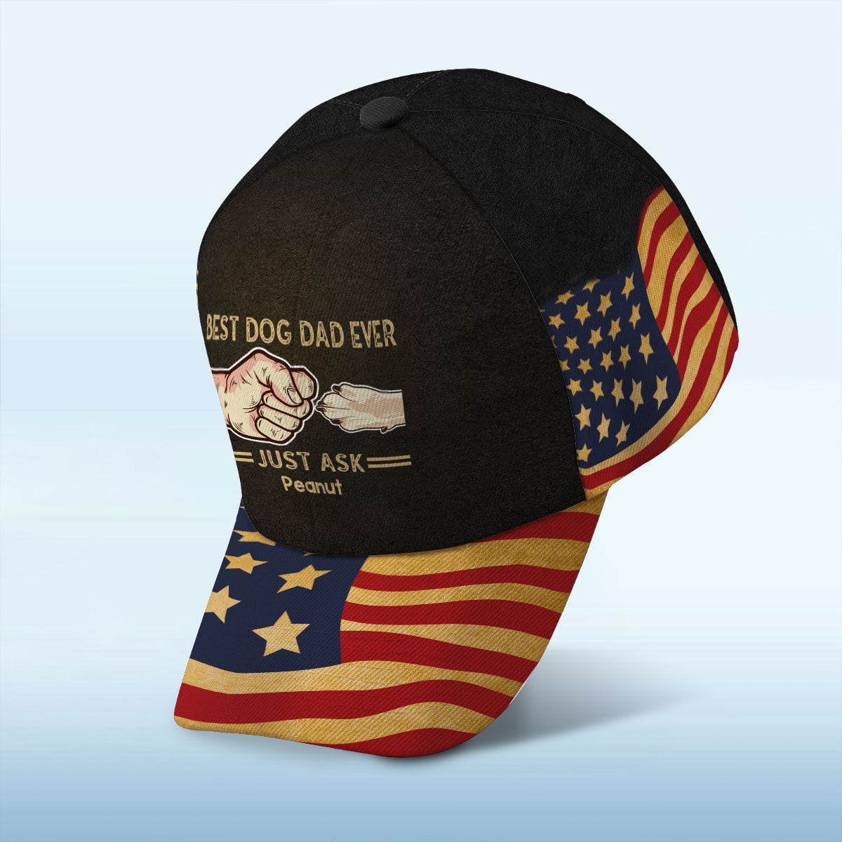 Best Dog Dad Ever Nation Flag Personalized Classic Cap, Father's Day Gift For Dog Dad