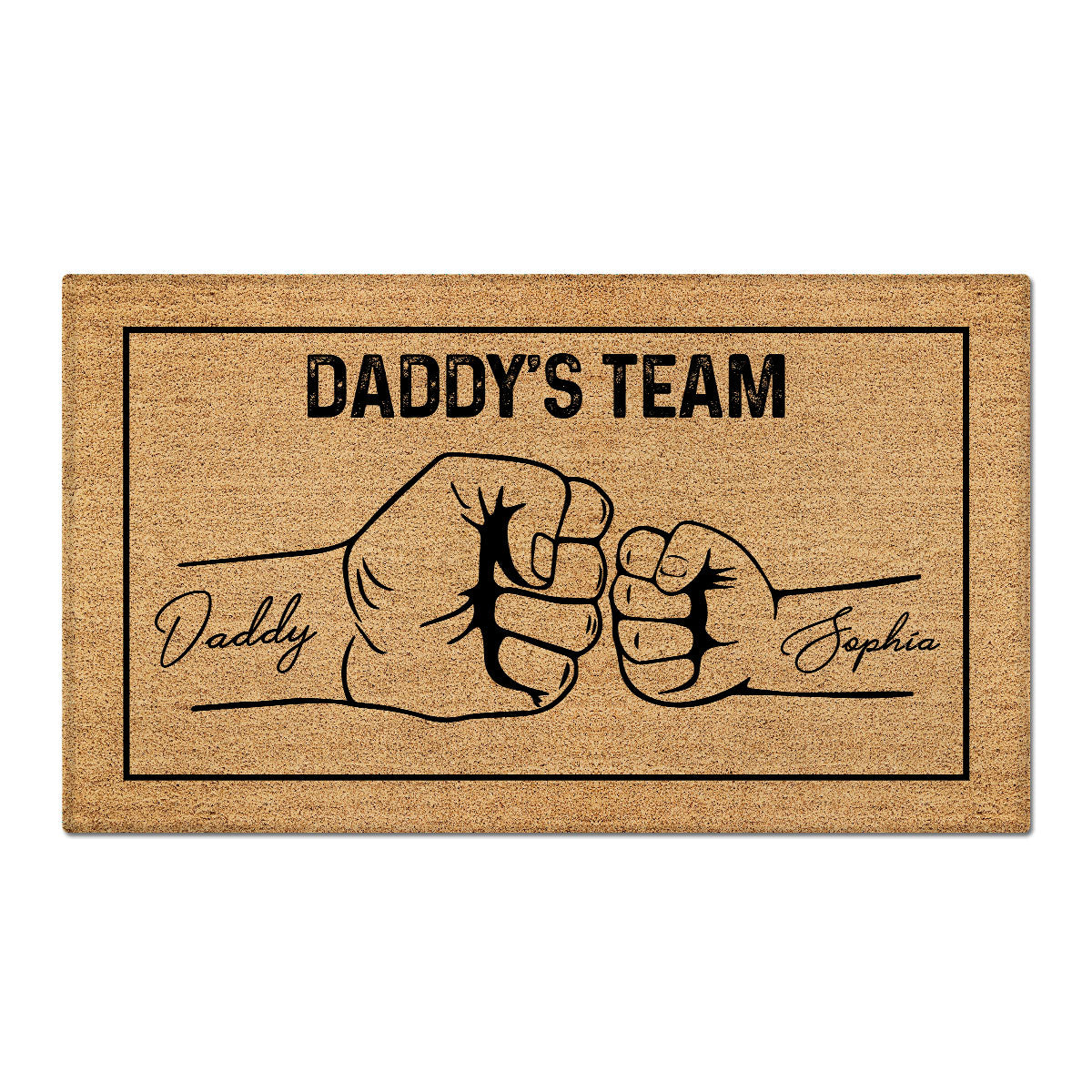 Daddy's Team Fist Bump Personalized Doormat