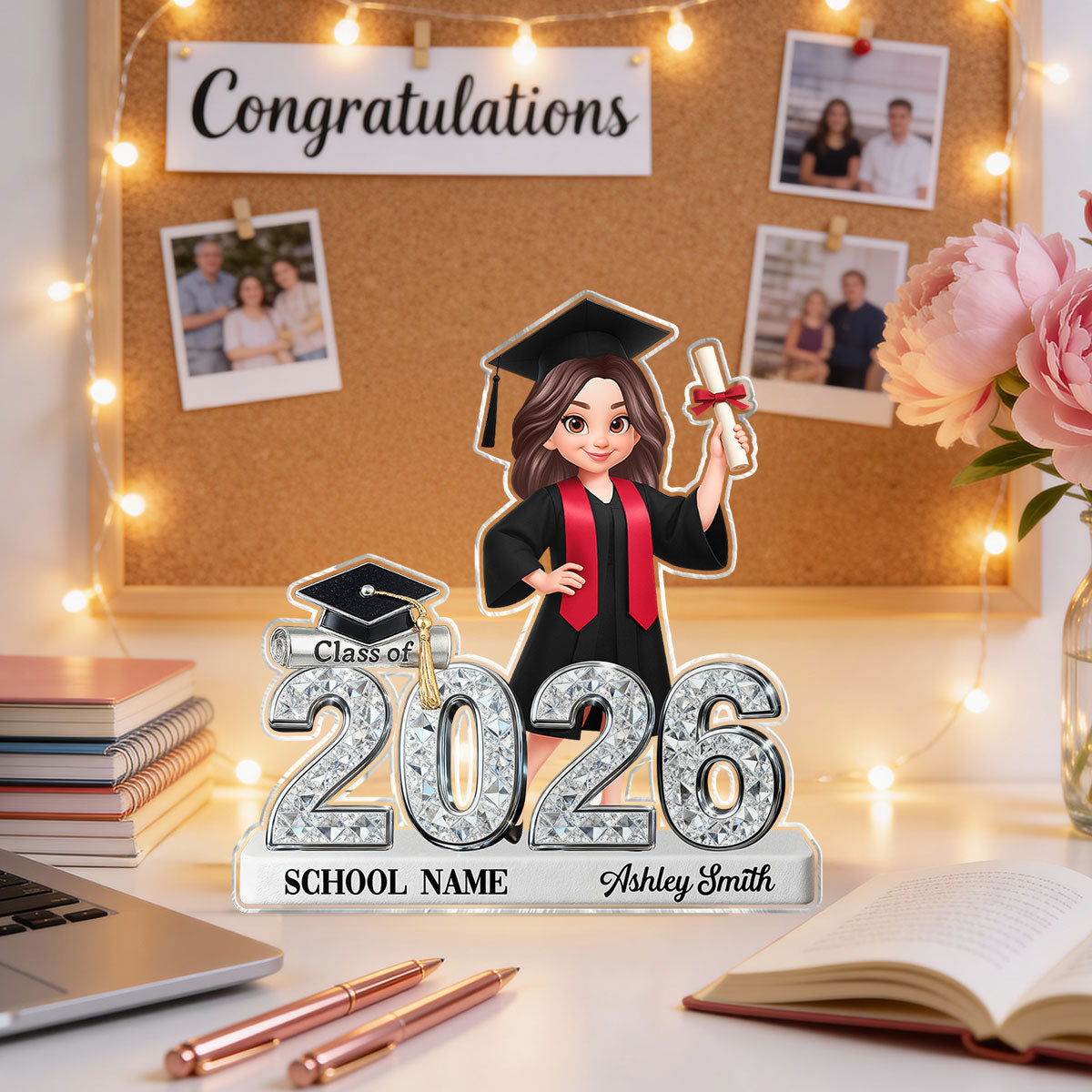 Class Of 2026 2027 Senior Shiny Effect 2D Flat - Personalized Acrylic Block Plaque - Graduation Gift For Graduates, Daughter, Son