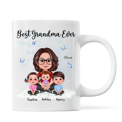 Best Grandma Ever Sitting Crossed Legs Personalized Mug
