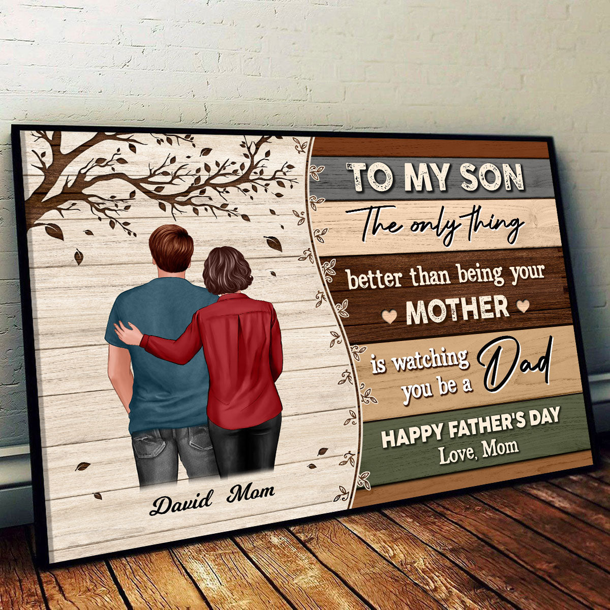To My Son From Mom Happy Father's Day Colorful Pallets Texture Personalized Poster