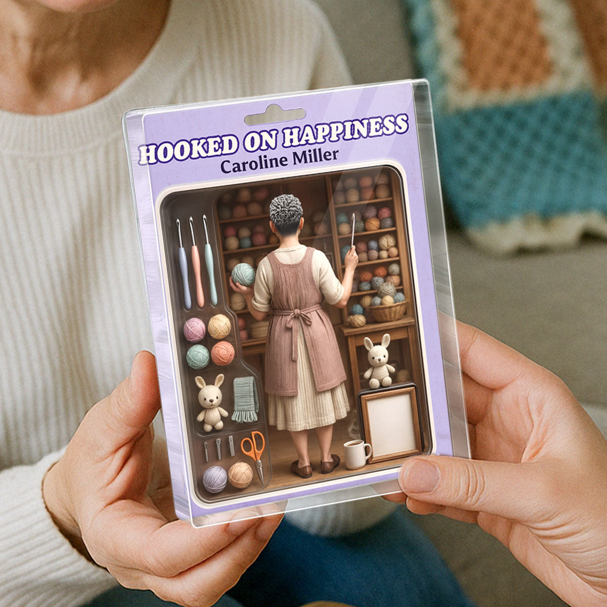 Crocheting Mom Grandma Realistic Figure Style Personalized Acrylic Block Plaque