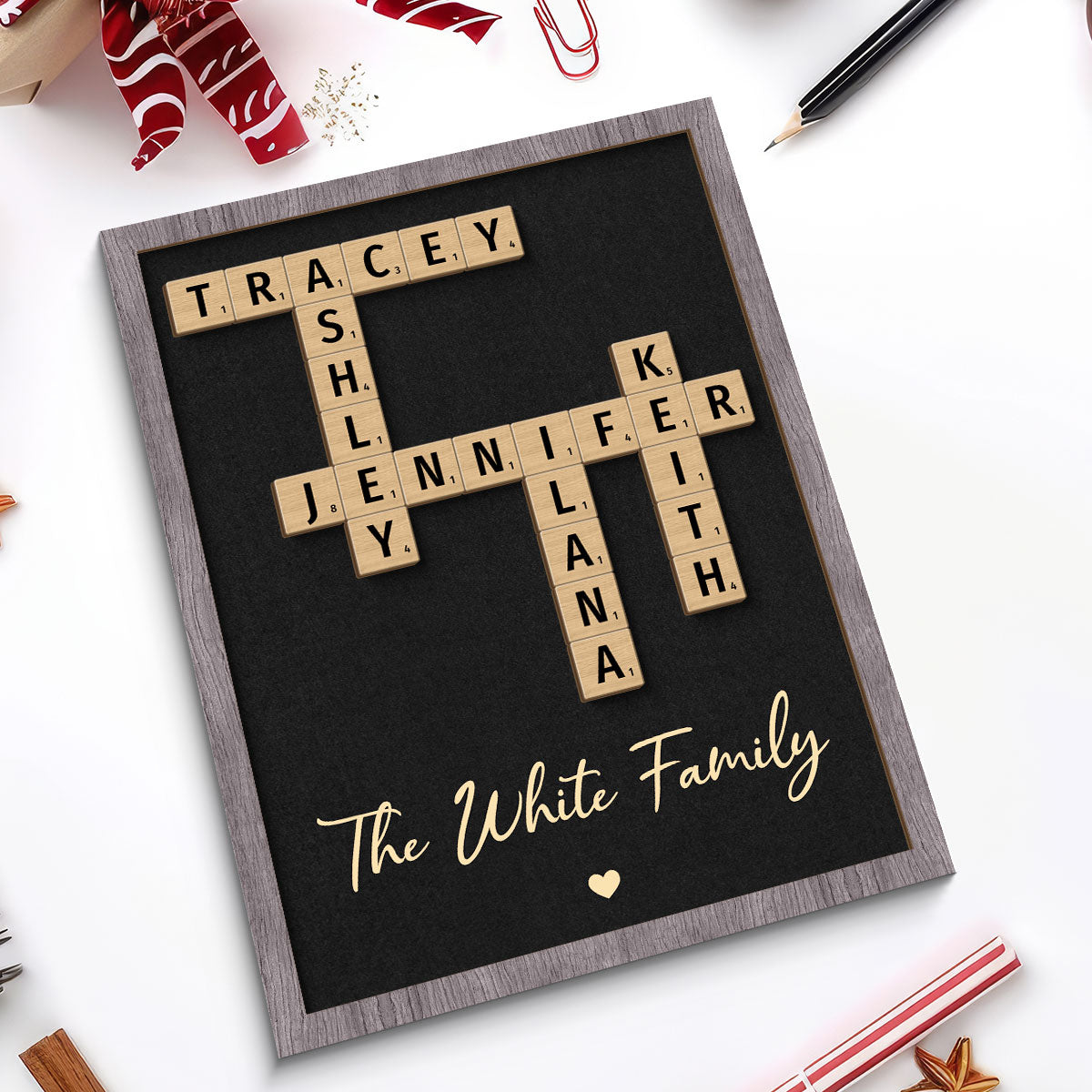 Family Crossword Art - Created In A Moment, Treasured Forever - Personalized 2-Layered Wooden Plaque