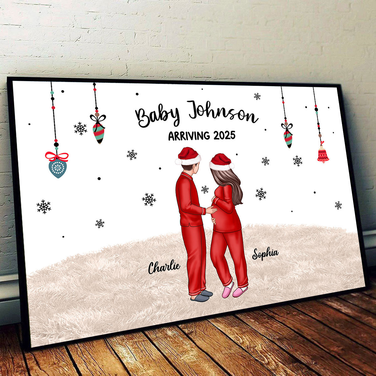 Personalized Pregnancy Poster, Expecting Family Christmas Personalized Poster, New Mom Christmas Gift