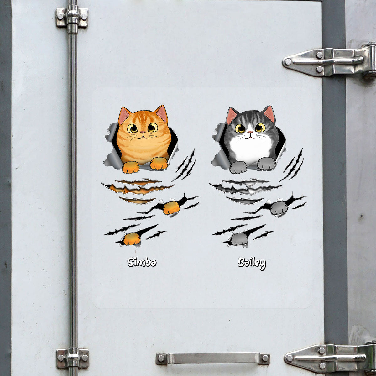 Fluffy Cat Scratch Cat Lover Decor Personalized Decal