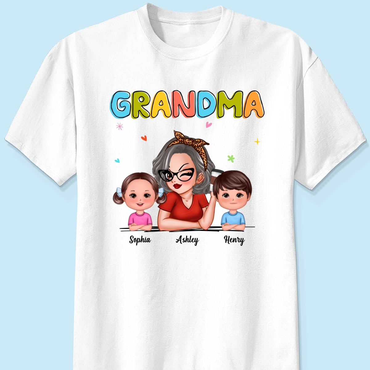 Colorful Beautiful Grandma With Grandkids Personalized Shirt