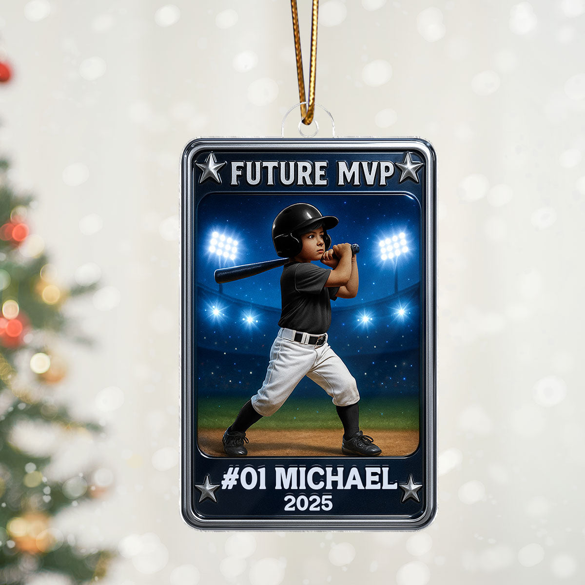 Future MVP Baseball Softball Card - Personalized Acrylic Ornament - Christmas Gift for Sons, Daughters, Grandkids