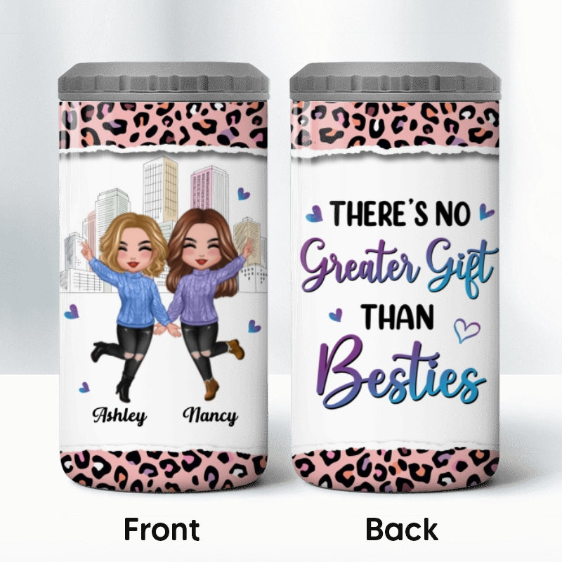 Pink Leopard Besties Sisters Personalized 4 In 1 Can Cooler