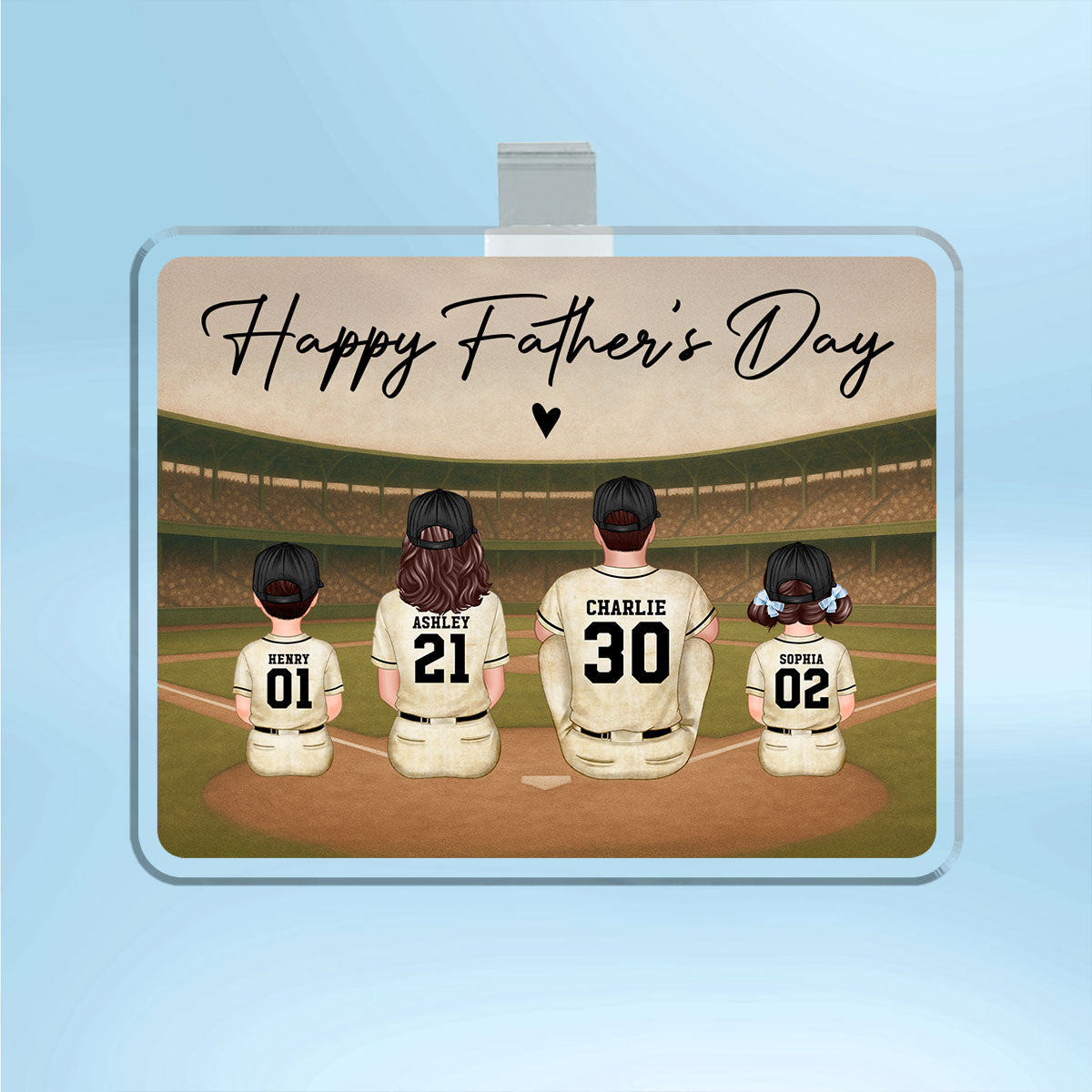 Retro Vintage Baseball Daddy's Dream Team Personalized Acrylic Car Visor, Gift For Dad