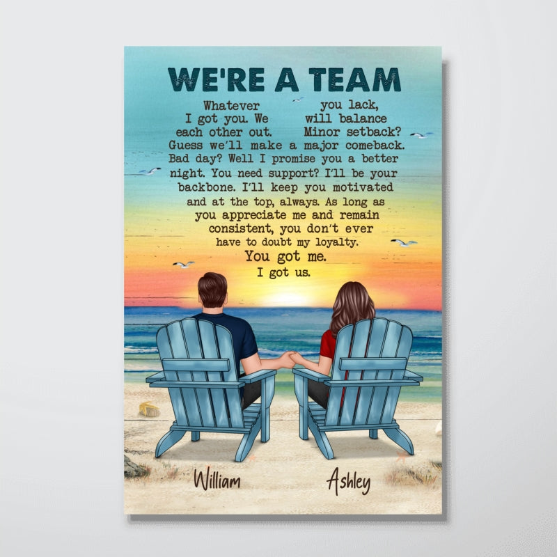 We‘re A Team Couple Beach Landscape Personalized Vertical Poster