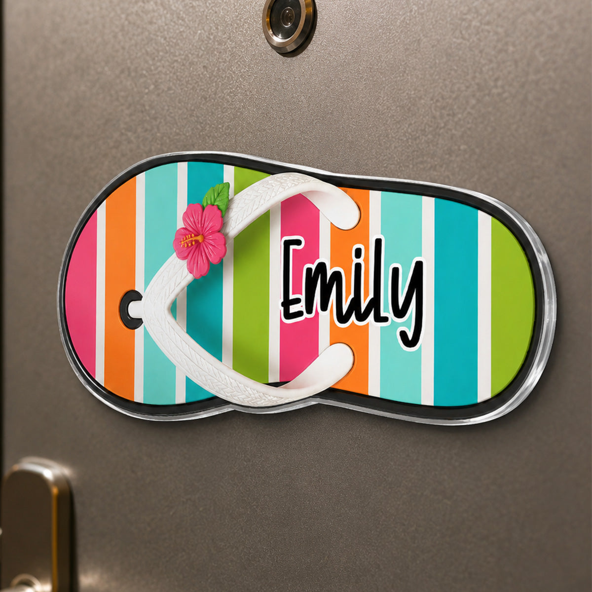 Family Cruise Flip Flop Custom Name 2D Flat - Personalized Cruise Cabin Door Magnet - Family Cruise Trip Decoration
