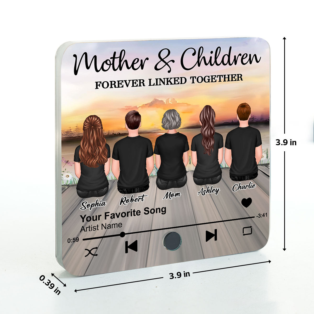 Mother & Daughters Sons Forever Linked Together Personalized Music Fridge Magnet, Heartfelt Gift For Mom