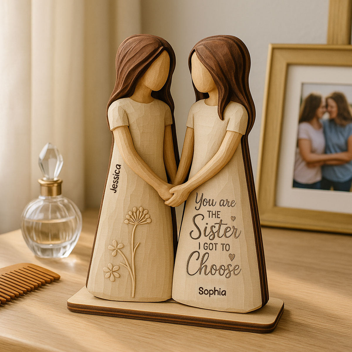 You Are The Sister I Got To Choose 3D Effect - Personalized 2-Layered Wooden Plaque - Gift for Besties, Best Friends