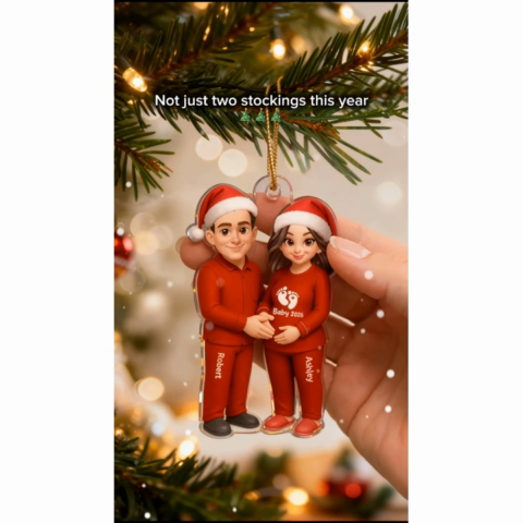 Expecting Parents Christmas Pregnancy Baby Arriving - Personalized Acrylic Ornament