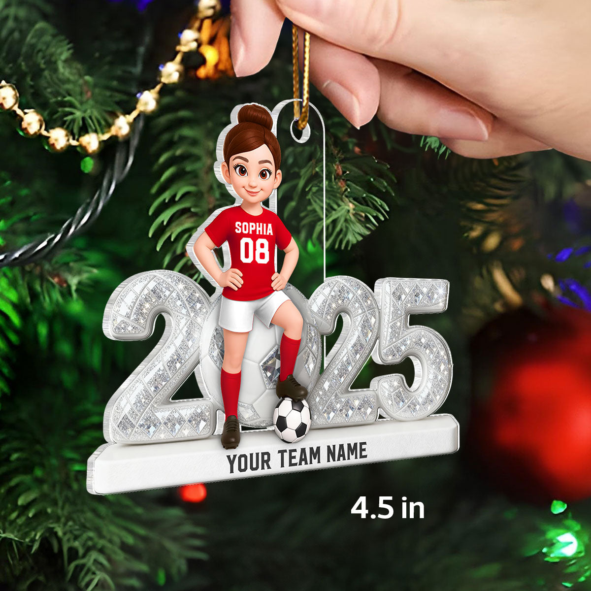 3D Shining Effect Christmas Soccer Player - Personalized Acrylic Ornament - Christmas Gift For Soccer Players