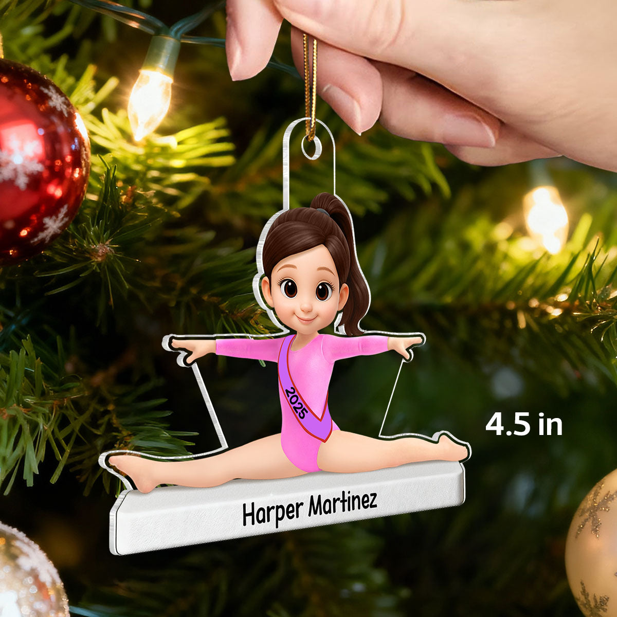 3D Effect Gymnastic Little Girl Front Split Pose - Personalized Acrylic Ornament - Gymnast Gift For Daughter, Granddaughter