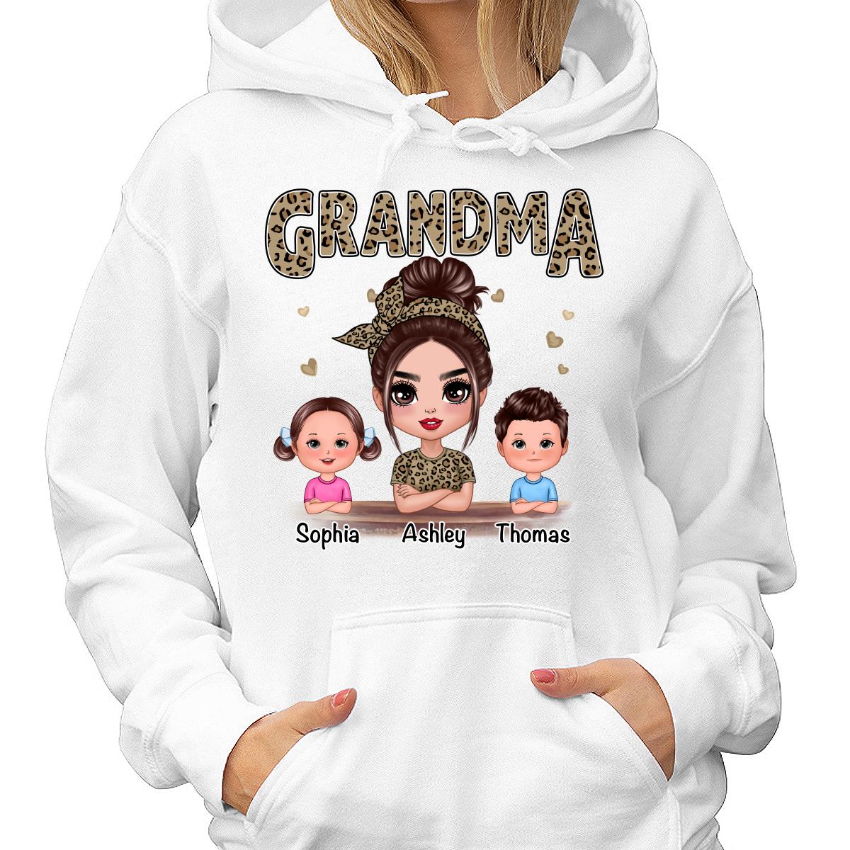 Leopard Shirt Doll Grandma Grandkids Personalized Shirt