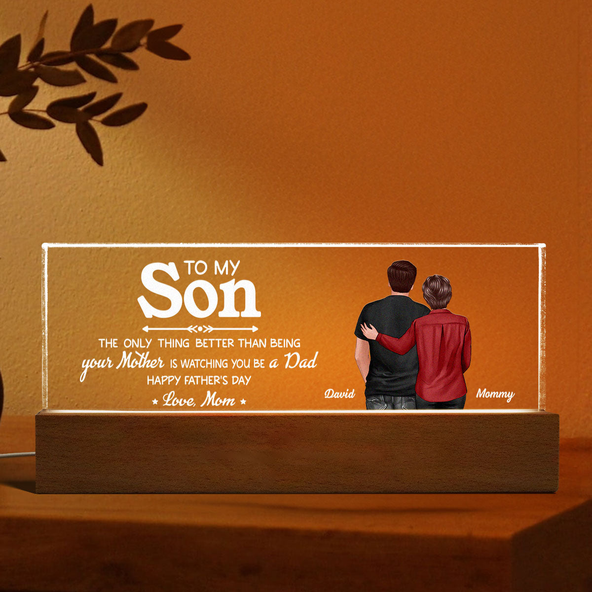 From Mom To Son Remember That I Love You, Personalized LED Night Light, Father's Day Gift For Son