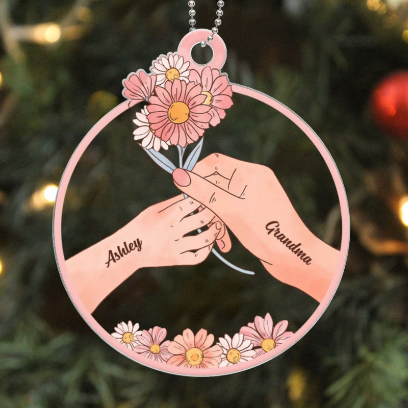 Grandma And Grandkids Fist Bump Personalized Acrylic Ornament