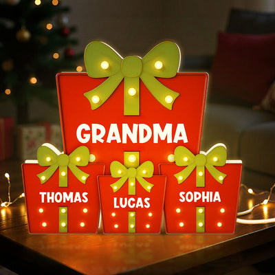 Christmas Grandma's Favorite Gifts Custom Kids Names Christmas Personalized LED Light Box