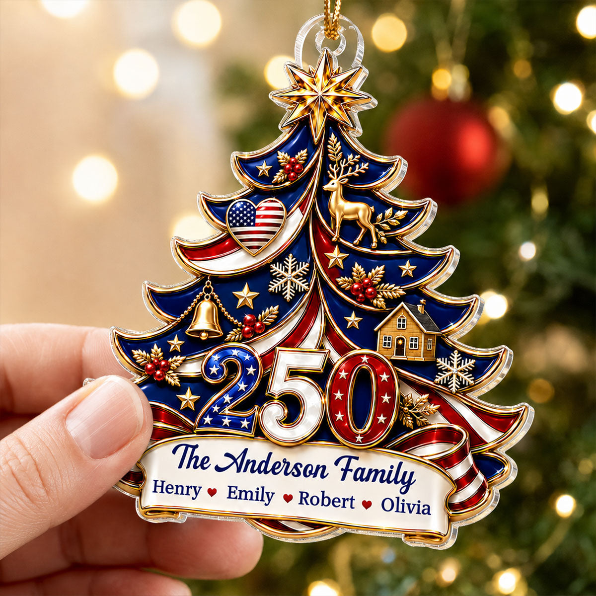 Trending American 250th Anniversary - Personalized Acrylic Ornament - Christmas Gift For Family