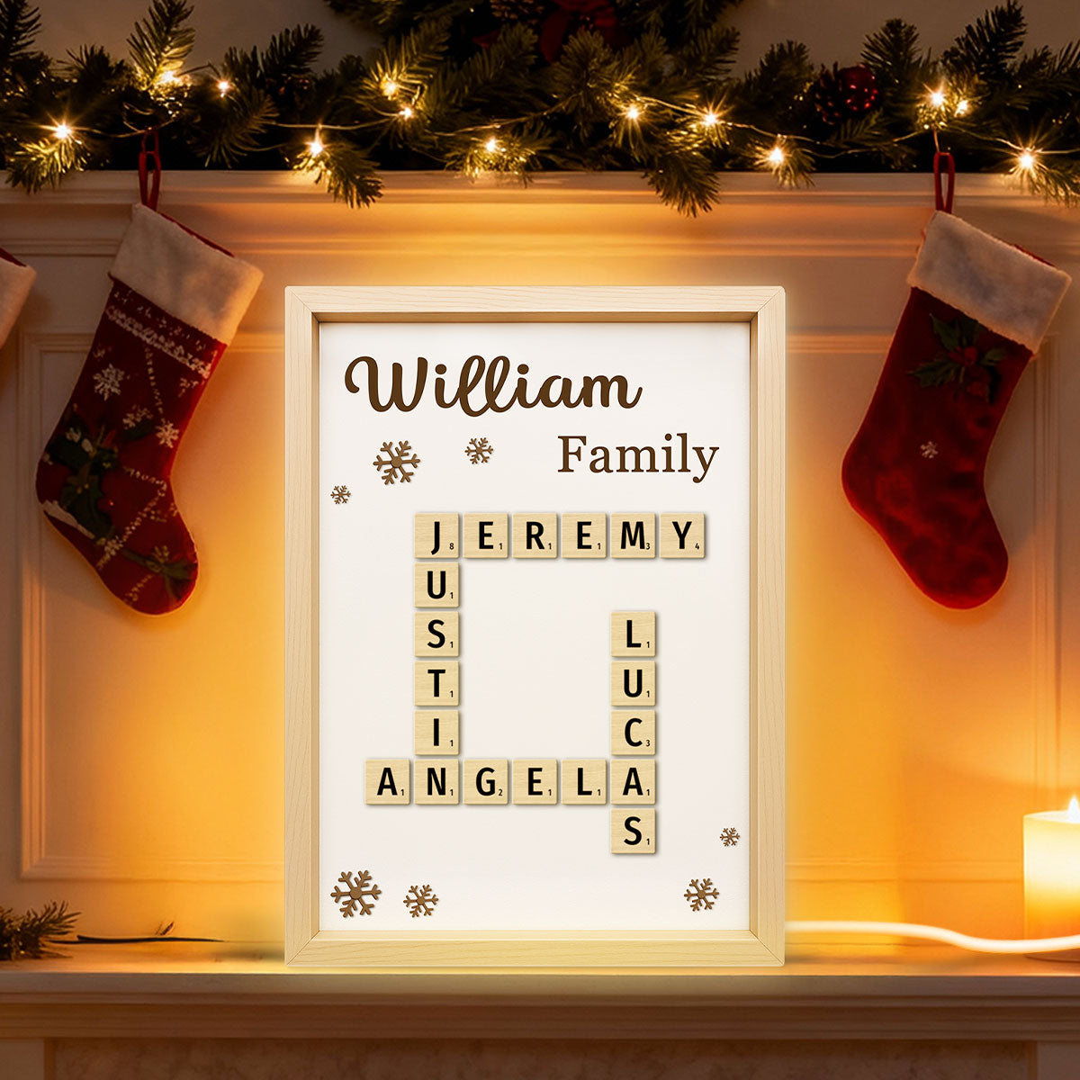 Family Crossword - Personalized Light Box - Christmas Gift for Family, for Wife, for Husband