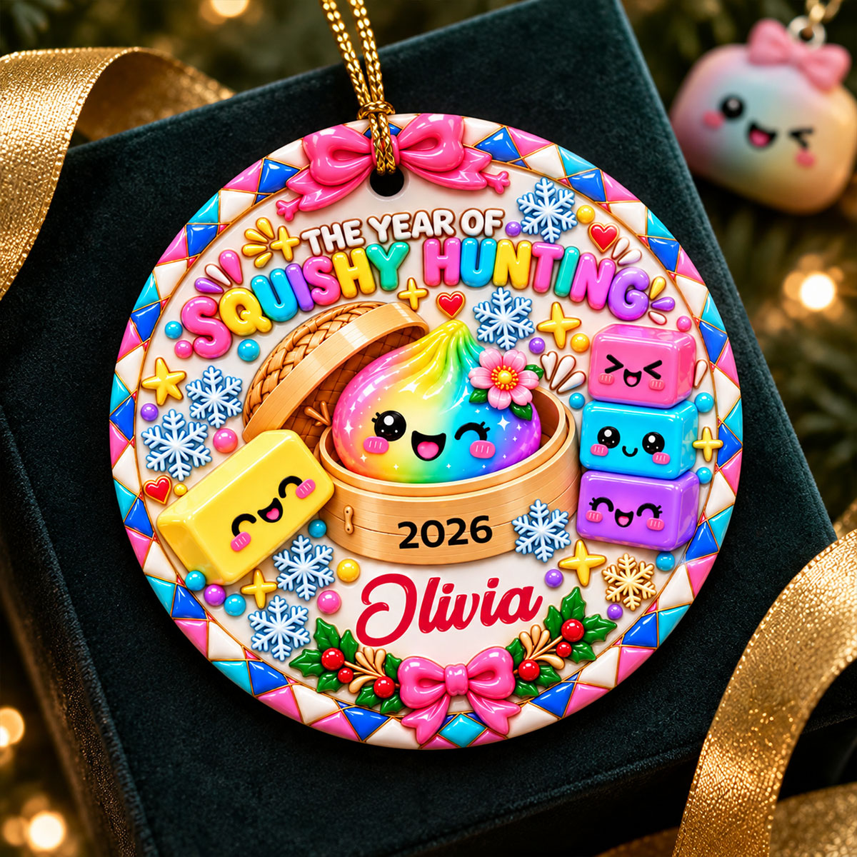 The Year of Squishy Hunting - Personalized Ceramic Ornament - Christmas Gift for Daughter, Granddaughter, Children
