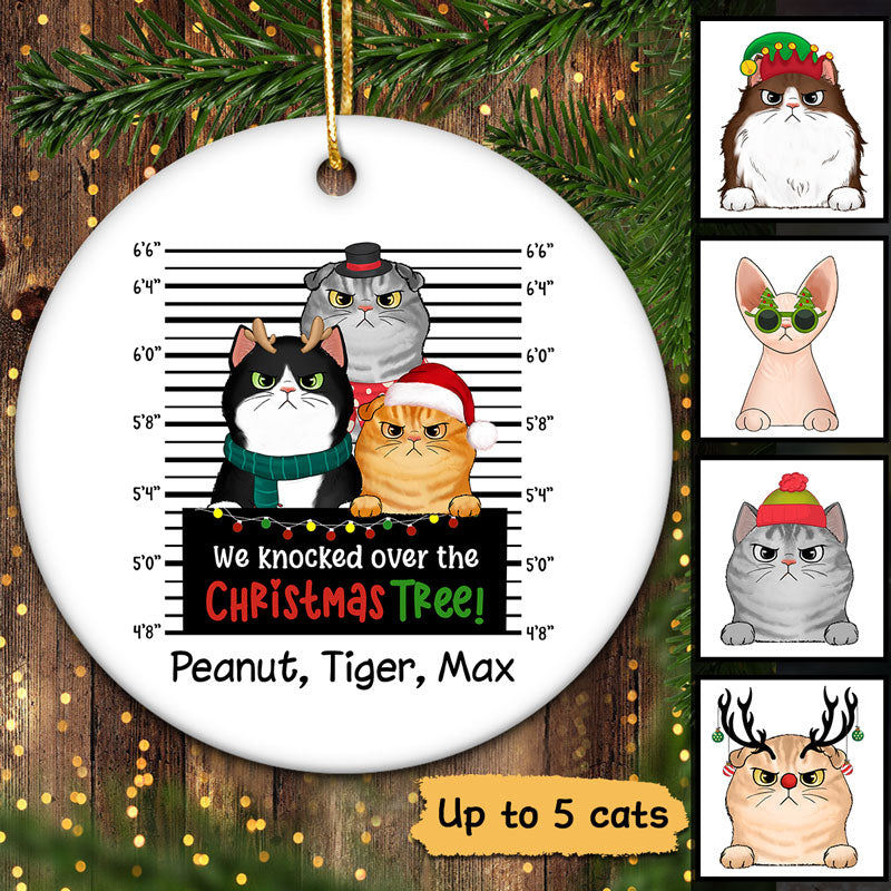 Guilty Cats Knocked Over Christmas Tree Personalized Circle Ornament