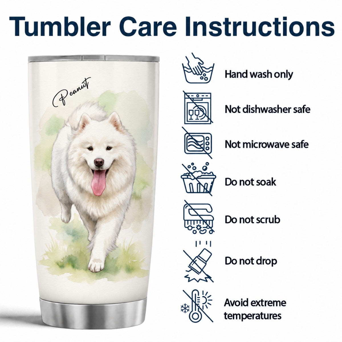 Custom Dog Cat Watercolor Portrait from Photo - Personalized Tumbler - Christmas Gift for Dog Lovers, Memorial Gift