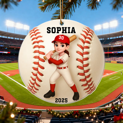 Baseball Player 3D Effect - Personalized Acrylic Ornament - Christmas Gift For Teen Boy Girl, Daughter Son Granddaughter Grandson
