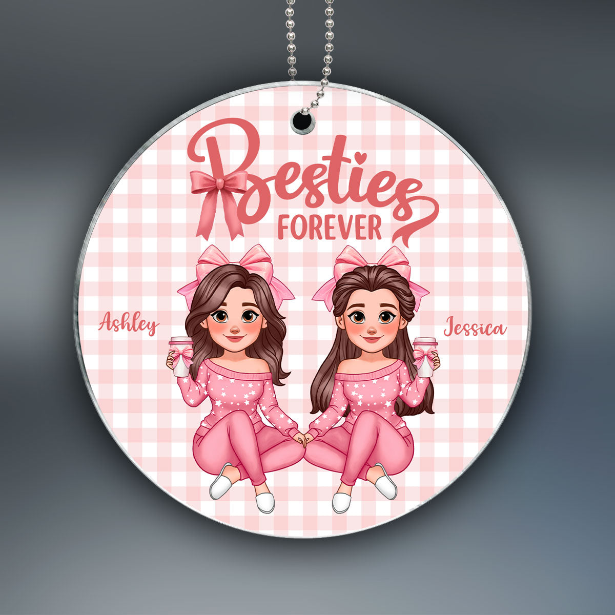 Coquette Besties Forever Christmas Personalized Acrylic Ornament