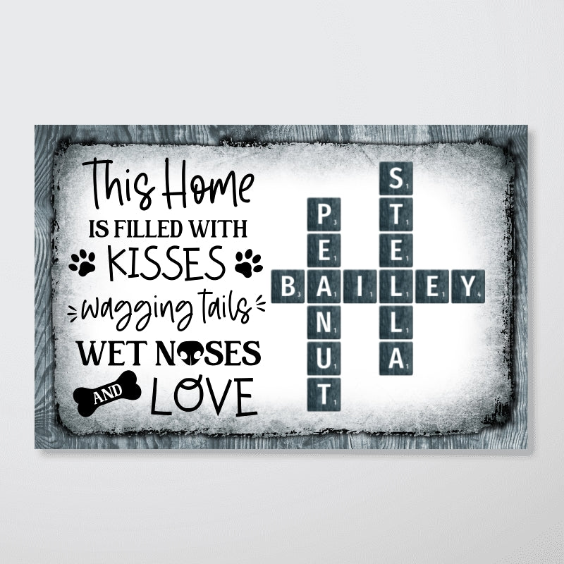 This Home Filled With Kisses Wagging Tails Dog Lover Crossword Puzzle Wall Art Personalized Poster
