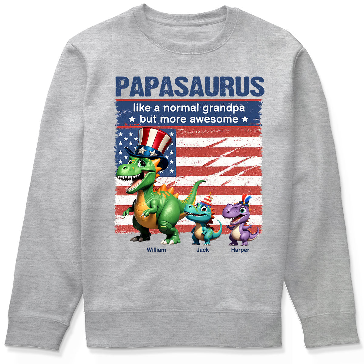 Grandpasaurus And Kids 3D Effect Dinosaurs 4th Of July Independence Day Celebration Personalized Shirt