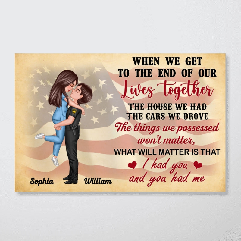 I Had You You Had Me Nation Flag Theme Hero Couple Hugging Kissing Anniversary Gift Personalized Poster