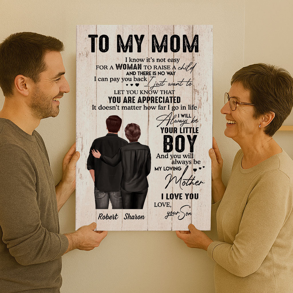 To My Mom From Daughter, Son Retro Vintage Personalized Canvas, Mother's Day gift