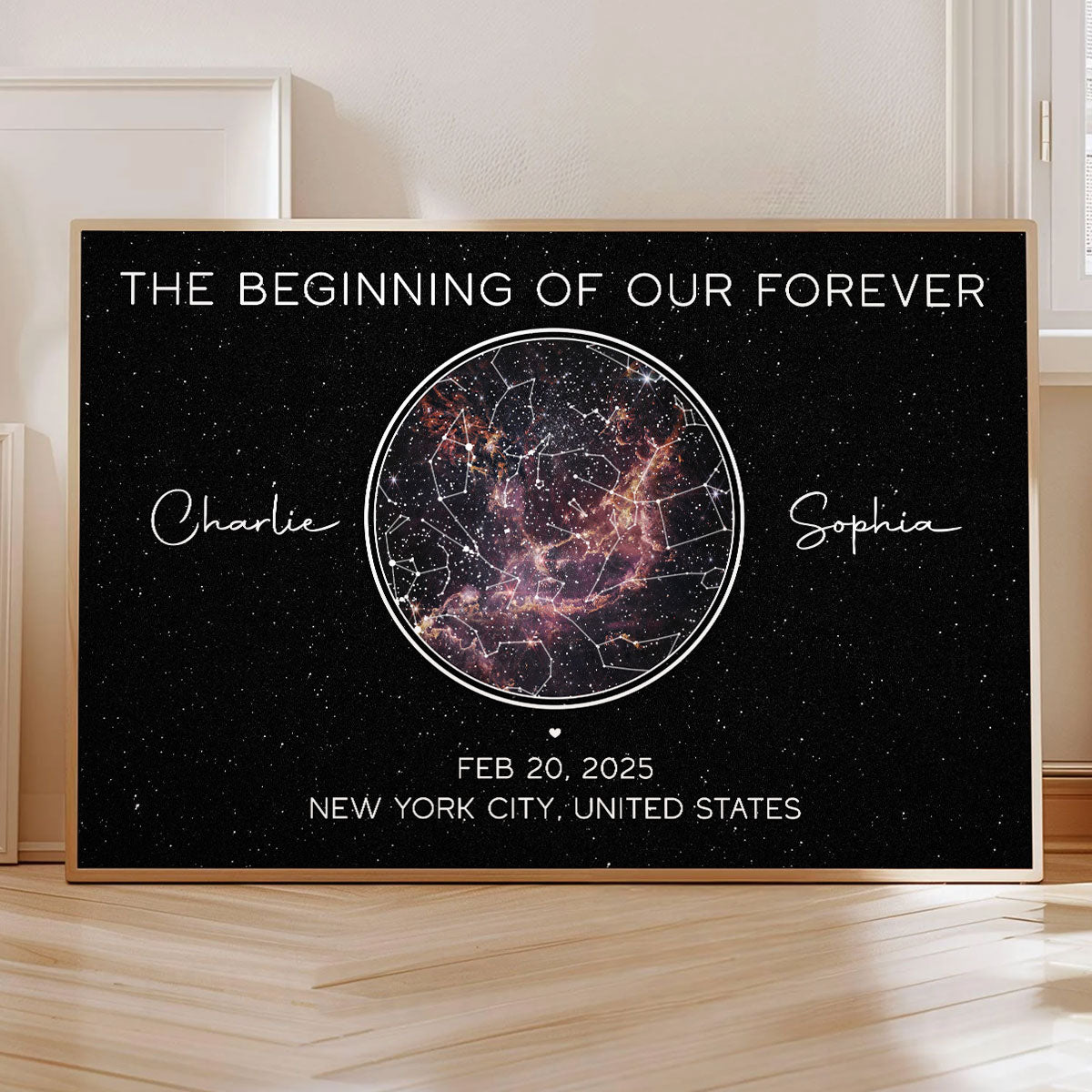 Galaxy Night Eternal Love Couple Custom Star Map Anniversary Date Personalized Poster