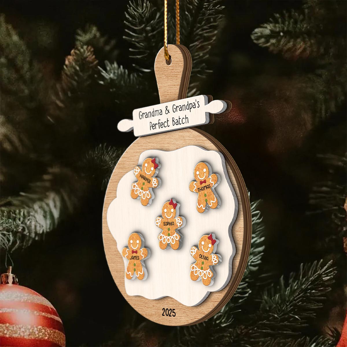 Gingerbread Cookie Perfect Batch - Personalized Spinning Charm Ornament